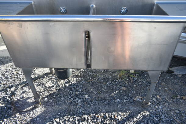 Stainless Steel Commercial 2 Bay Sink w/ Garbage Disposal, Dual Drain Boards, 2 Faucets and 2 Handles.  - Image 4 of 8