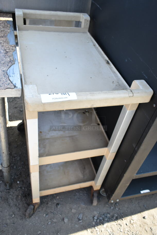 Rubbermaid Tan Poly 3 Tier Cart on Commercial Casters.  - Image 1 of 6
