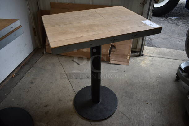 Wood Pattern Dining Height Table on Metal Table Base. 18x23.5x30 - Image 3 of 5