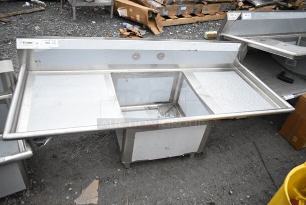 BRAND NEW SCRATCH AND DENT! Regency 600S12424224 Stainless Steel Single Bay Sink w/ Dual Drain Boards. Bay 24x24x14. Drain Boards 22.5x26. No Legs. - Image 1 of 7