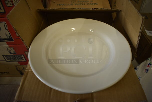 18 BRAND NEW IN BOX! Tuxton White Ceramic Plates. 10.5x10.5x1. 18 Times Your Bid!