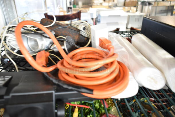 ALL ONE MONEY! Tier Lot of Various Items Including Black Metal Cash Drawer, Extension Cord, Trash Bags - Image 2 of 9