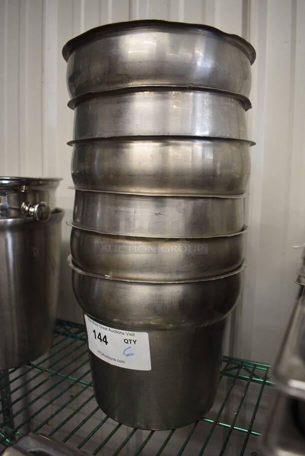 6 Stainless Steel Cylindrical Drop In Bins. 9.5x9.5x8. 6 Times Your Bid! - Image 2 of 3