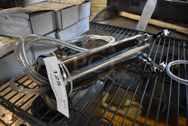 BRAND NEW! Stainless Steel Commercial 2 Head Beer Tower. 5x7x14 - Image 1 of 3