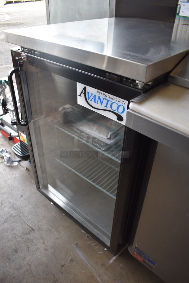 LIKE NEW! Avantco 178UBB1GHC Metal Commercial Single Door Back Bar Cooler Merchandiser on Commercial Casters. Unit Was Used a Few Times at a Trade Show as a Demonstration.  115 Volts, 1 Phase. 24x30.5x39. Tested and Working! - Image 3 of 8