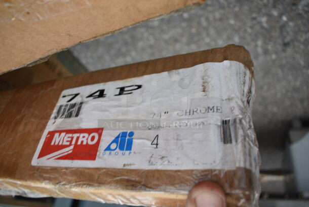 5 BRAND NEW SCRATCH AND DENT! Items; 4 Metro 74P Stationary Super Erecta SiteSelect 74" Chrome Post, Metro MQD18-8 MetroMax Q Polymer Shelf Divider - 8" x 18". 5 Times Your Bid! May Be Missing Pieces.  - Image 4 of 7