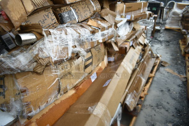 3 BRAND NEW SCRATCH AND DENT! Items Including Choice 109CARTBLGBK Black Utility / Bussing Cart with Three Shelves - 42" x 20", Regency 600PR20316K 20 Pan End Load Stainless Steel Bun / Sheet Pan Rack - Unassembled, 2500 Standard Utililty Cart. 3 Times Your Bid! May Be Missing Pieces.  - Image 2 of 5