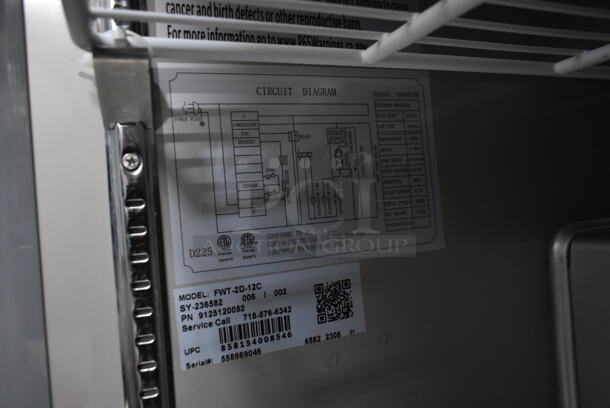 BRAND NEW SCRATCH AND DENT! 2023 KoolMore FWT-2D-12C Stainless Steel Commercial 2 Door Work Top Freezer on Commercial Casters. 115 Volts, 1 Phase. Tested and Working! - Image 6 of 7