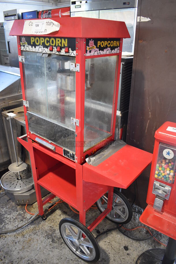Carnival King Model 382PM30R Metal Commercial Floor Style Popcorn Machine Merchandiser on 2 Casters. 120 Volts, 1 Phase. 37x18x62. Tested and Working! - Image 2 of 6
