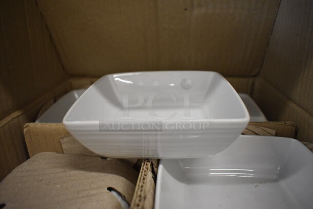 72 BRAND NEW IN BOX! Sant Andrea White Ceramic Square Bowls. 4.5x4.5x1.5. 72 Times Your Bid!