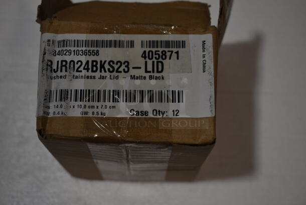 Box of 12 BRAND NEW! room360 RJR024BKS23 10 oz. Round Matte Black Stainless Steel Jar Lid - Image 8 of 8