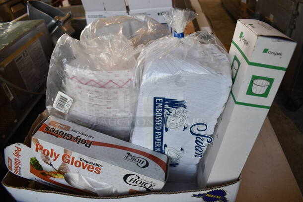 ALL ONE MONEY! Lot of Various Paper Products Including Portion Cups, Napkins, Food Baskets and Gloves! - Image 3 of 3