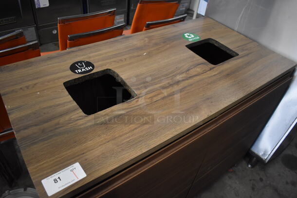 Wood Pattern 2 Door Trash Can Shell on Commercial Casters. 50x26x37 - Image 2 of 5