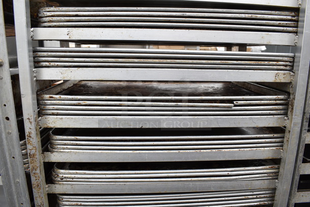Metal Commercial Pan Transport Rack on Commercial Casters w/ 80 Metal Pans - Image 4 of 7