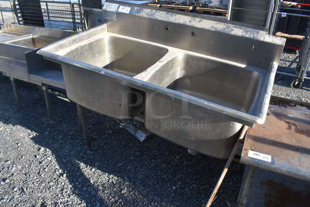 Eagle Stainless Steel Commercial 2 Bay Sink. 55x30x46. Bays 24x24x13 - Image 2 of 6