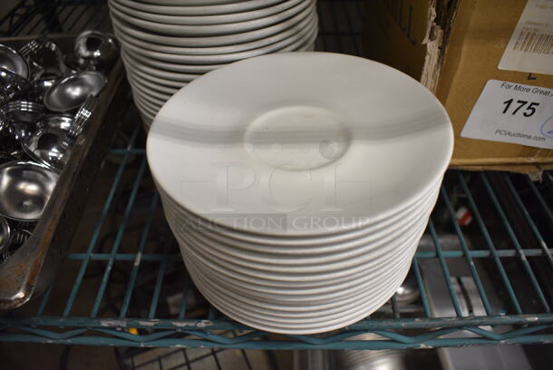 16 White Ceramic Saucers. 6.25x6.25x1. 16 Times Your Bid!
