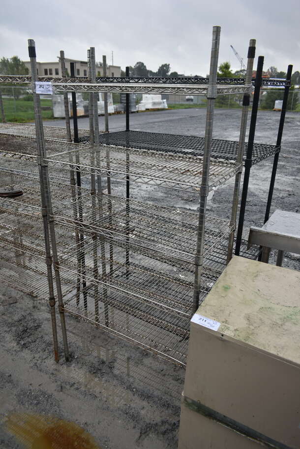 Chrome Finish 5 Tier Wire Shelving Unit. BUYER MUST DISMANTLE. PCI CANNOT DISMANTLE FOR SHIPPING. PLEASE CONSIDER FREIGHT CHARGES. - Image 2 of 2