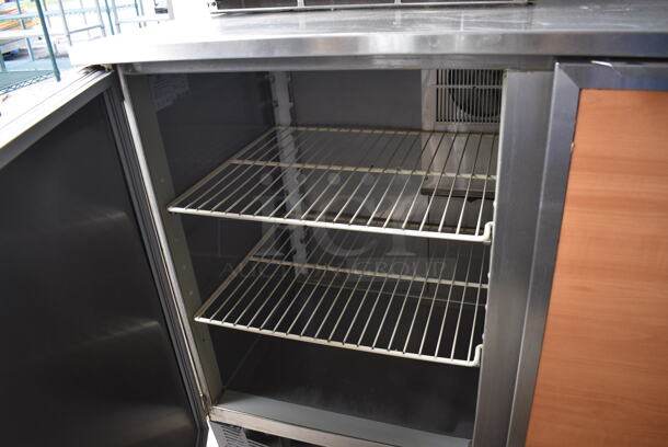 Duke Model RUF-48M Stainless Steel Commercial 2 Door Work Top Counter Cooler w/ Wood Pattern Doors. 120 Volts, 1 Phase. 48x30x40. Tested and Powers On But Temps at 47 Degrees - Image 4 of 5