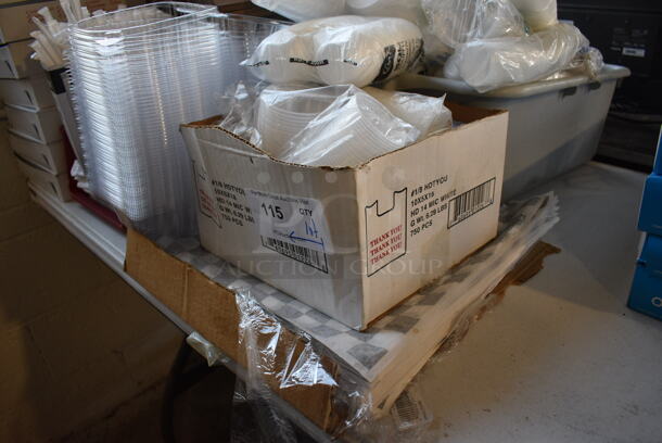 ALL ONE MONEY! Lot of Various Items Including Portion Cups, Lids, Containers, Brown Paper Bags and Pizza Boxes! - Image 2 of 5