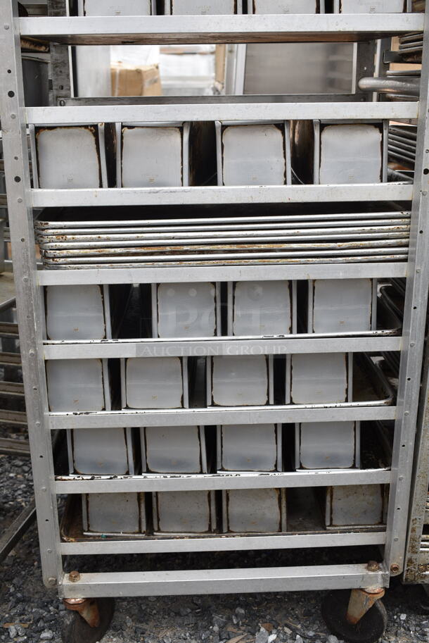 Metal Commercial Pan Transport Rack on Commercial Casters w/ 42 Metal Pans and 24 Long Pans - Image 4 of 7