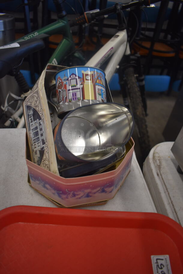 ALL ONE MONEY! Table and Floor Lot Including Cups, Lids, School Utensil Kit, Pans, Trays and MORE! Table Not Included - Image 6 of 7