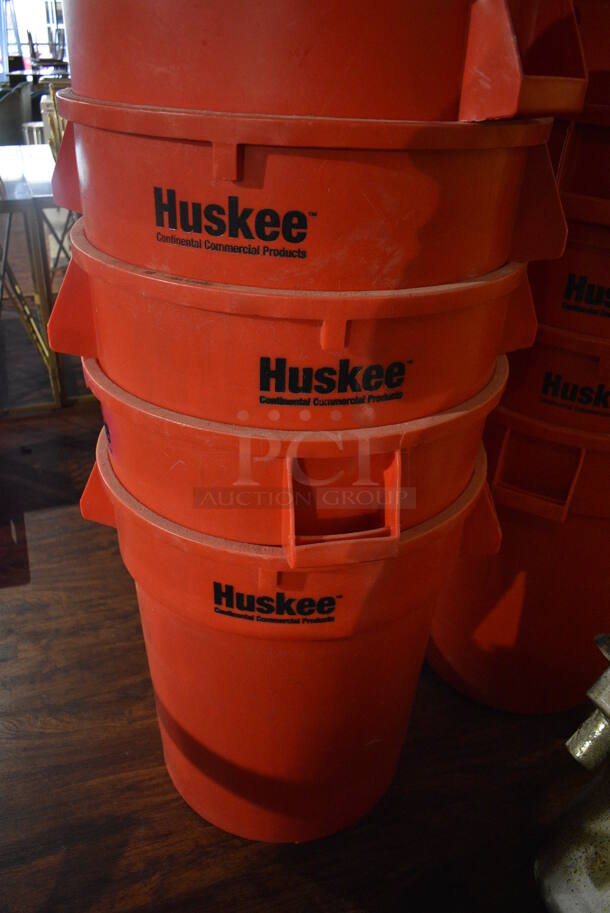 14 Rubbermaid Huskee Red Poly Trash Cans. 25x22x27. 14 Times Your Bid! (bar) - Image 3 of 3