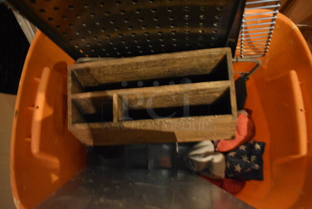 ALL ONE MONEY! Lot of Various Items Including Metal Tray and Metal Rack in Orange Poly Bin. (bar) - Image 3 of 5