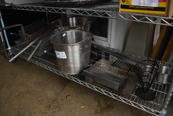 ALL ONE MONEY! Lot of Various Metal Items Including Buckets, Pizza Cone Holder and Fry Basket