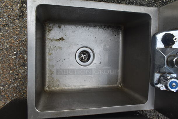 Stainless Steel Commercial Single Bay Wall Mount Sink w/ Faucet and Handle. - Image 4 of 6