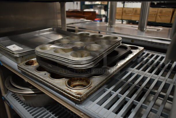 ALL ONE MONEY! Lot of 10 Various Muffin Baking Pans. 12 Cup and 24 Cup. - Image 2 of 5