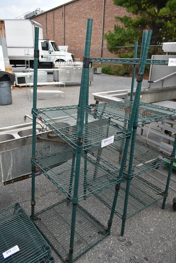 Green Finish 3 Tier Wire Shelving Unit. BUYER MUST DISMANTLE. PCI CANNOT DISMANTLE FOR SHIPPING. PLEASE CONSIDER FREIGHT CHARGES. - Image 2 of 2