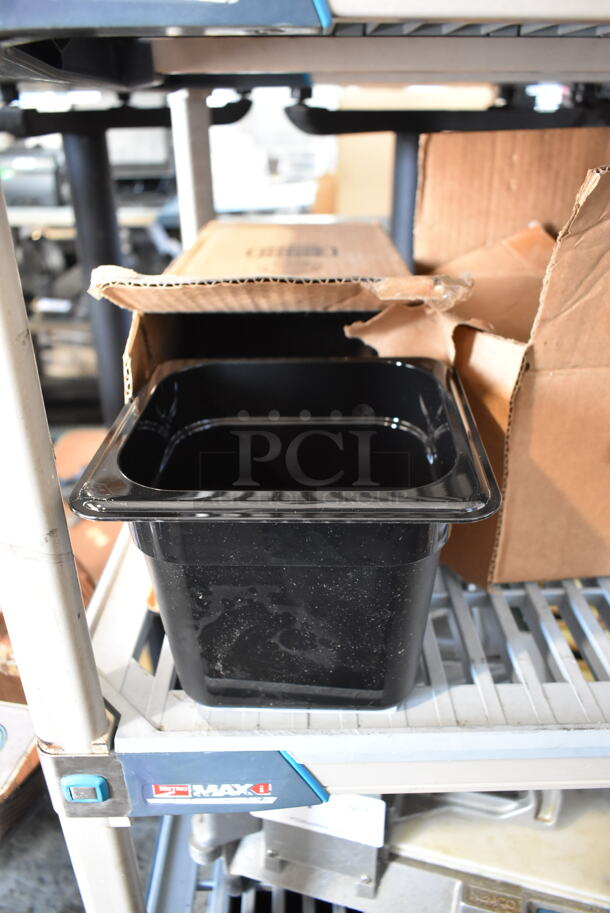 Box of 6 BRAND NEW Black Poly 1/6 Size Drop In Bins. 1/6x6 - Image 1 of 4
