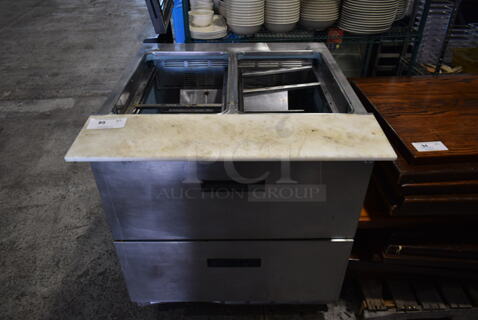 2016 Delfield D4432N-12M Stainless Steel Commercial Prep Table w/ 2 Drawers. 115 Volts, 1 Phase. Tested and Working!