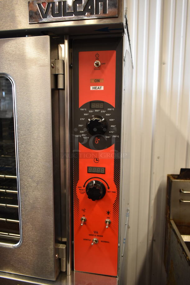 2 BRAND NEW SCRATCH AND DENT! Vulcan VC5ED ENERGY STAR Stainless Steel Commercial Electric Powered Full Size Convection Oven w/ View Through Doors, Metal Oven Racks and Thermostatic Controls on Commercial Casters. 240 Volts, 3/1 Phase. 2 Times Your Bid! Tested and Working! - Image 3 of 10