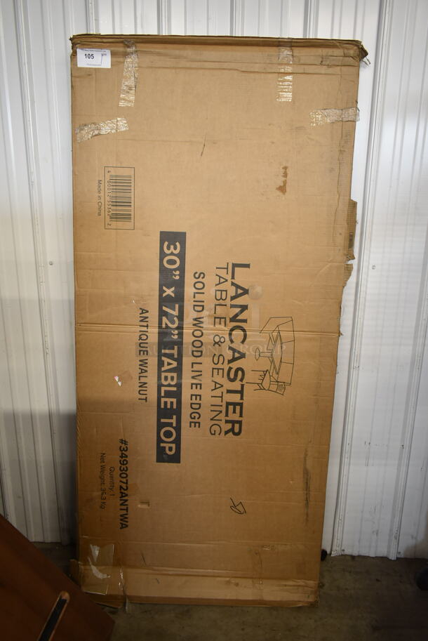 BRAND NEW! Lancaster Table & Seating 3493072ANTWA Antique Walnut Wooden Live Edge Butcher Block Tabletop. - Image 4 of 9