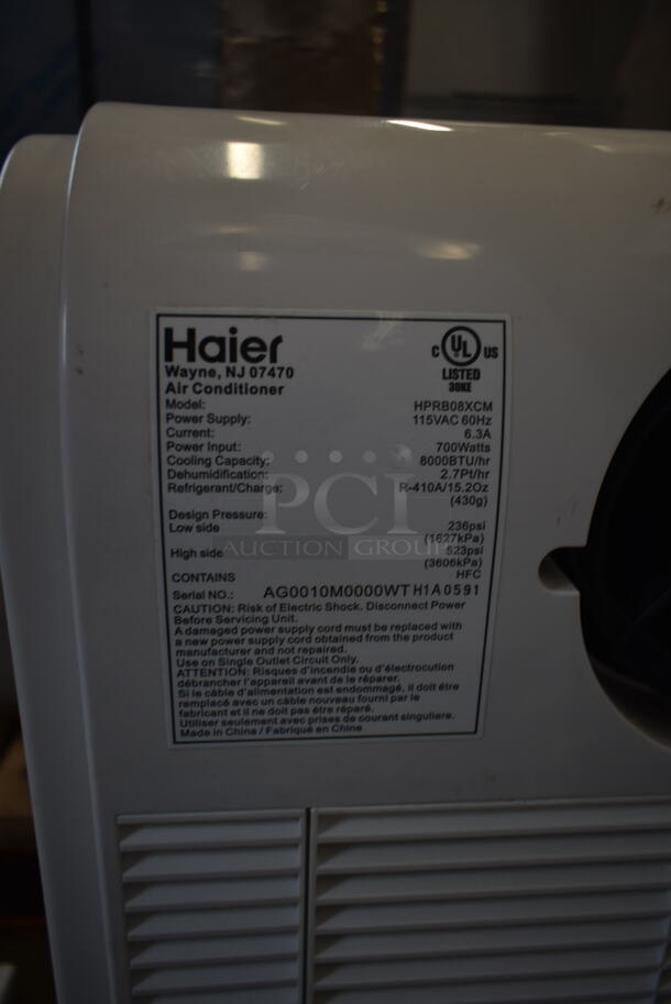 BRAND NEW SCRATCH AND DENT! Haier HPRB08XCM 8,000 BTU Portable Air Conditioner and Dehumidifier. 115 Volts, 1 Phase. Tested and Working! - Image 6 of 6