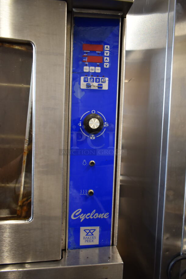 2 Bakers Pride Cyclone Stainless Steel Commercial Natural Gas Powered Full Size Convection Ovens w/ View Through Doors, Metal Oven Racks and Thermostatic Controls. 2 Times Your Bid! - Image 5 of 7
