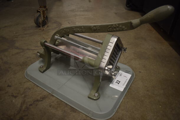 Halco Countertop Stainless Steel Green French Fry Cutter On Base - Image 2 of 4