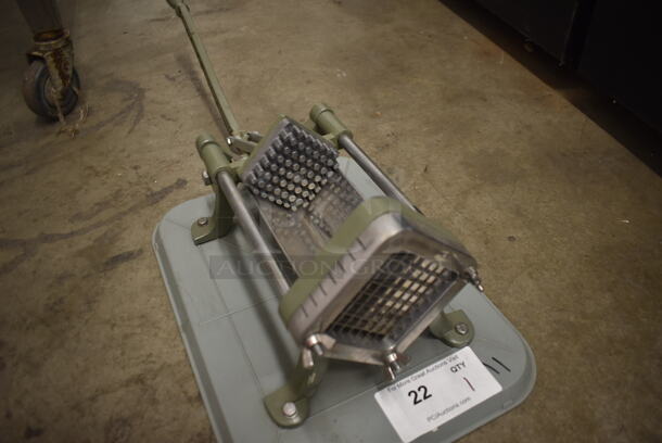 Halco Countertop Stainless Steel Green French Fry Cutter On Base - Image 3 of 4