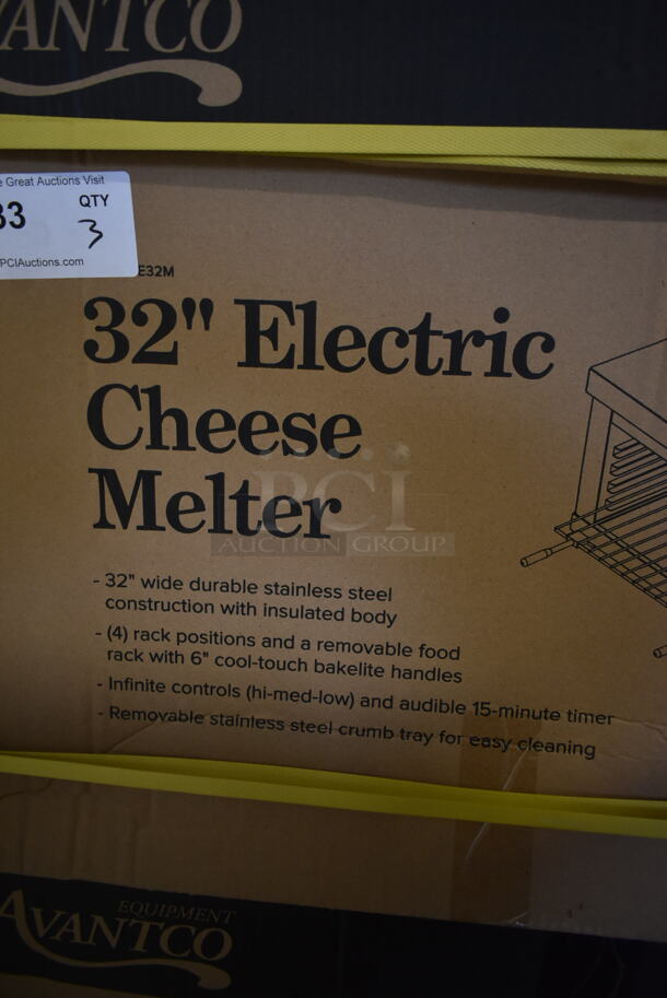 3 BRAND NEW SCRATCH AND DENT! Avantco 177CHSME32M Stainless Steel Commercial Countertop Electric Powered 32" Cheese Melter. 208/240 Volts. Stock Picture Used as Gallery. 3 Times Your Bid! - Image 6 of 6