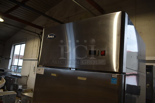 2016 Atosa MBF8004 Stainless Steel Commercial Single Door Reach In Cooler w/ Poly Coated Racks on Commercial Casters. 115 Volts, 1 Phase. Tested and Working! - Image 2 of 5