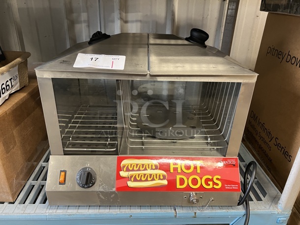 LIKE NEW! Avantco HDS-100 100 Dog / 48 Bun Hot Dog Steamer Merchandiser. 120 Volts, 1 Phase. Used Was Only Used a Few Times. 18x14x14. Tested and Working!