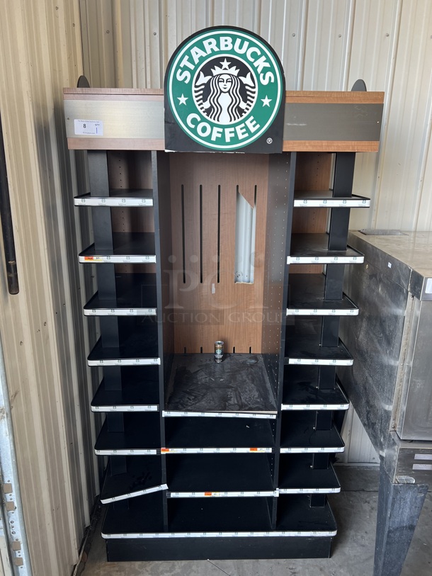 Starbucks Black and Brown Multi Shelf Display Rack. 46x26x92