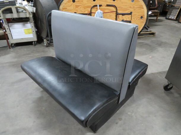 One Double Sided Booth With A Black Cushioned Seat And A Grey Cushioned Back. 48X48X42 - Image 3 of 3