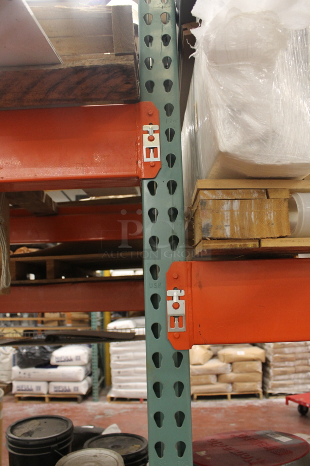 ALL ONE MONEY! Lot of Orange and Green Metal Pallet Racking. Does Not Include Contents. BUYER MUST REMOVE. - Image 3 of 4