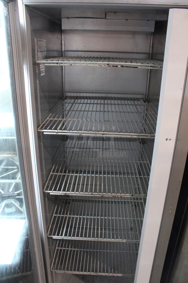 Beverage Air Model HR1-1G Stainless Steel Commercial Single Door Reach In Cooler Merchandiser w/ Poly Coated Racks on Commercial Casters. 115 Volts, 1 Phase. 26x34x84. Tested and Powers On But Temps at 50 Degrees - Image 5 of 6