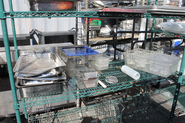 Metro Green Metal 4 Tier Wire Shelving Unit w/ Contents Including Poly Bins. BUYER MUST DISMANTLE. PCI CANNOT DISMANTLE FOR SHIPPING. PLEASE CONSIDER FREIGHT CHARGES. - Image 3 of 5