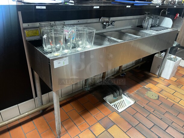 Clean! Krowne CS-1872 72 Inch 3 Compartment Sink w/ 10 inch W x 14 inch L Bowl, 10 inch Deep Commercial NSF Heavy Duty  - Image 2 of 5