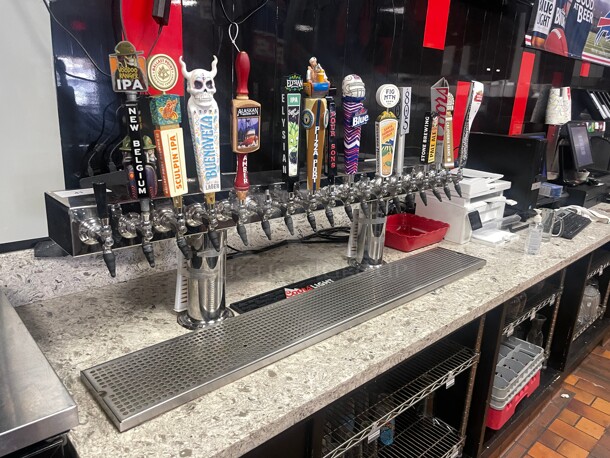 Clean! American Beverage 18 Faucet Stainless Steel Commercial Beer Tower Dispenser  NSF With Drain Board Working! - Image 1 of 6