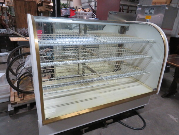 One Beautiful Columbus Curved Glass Dry Bakery Display Case With 3 Shelves, And  6 Racks. 61X35X50